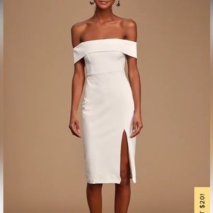 Poppin' Bubbly Off-White Off-the-Shoulder Bodycon Dress